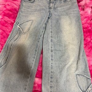 Pacific Sunwear Light blue casey low rise baggy jeans with bows